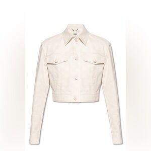 FENDI Karligraphy logo crop denim jacket